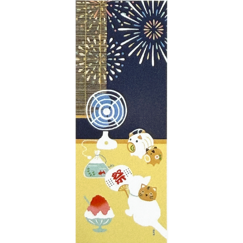 Cool Summer Fireworks Fun Cotton Tenugui Towel from Japan, 100% Cotton 13" x 34"