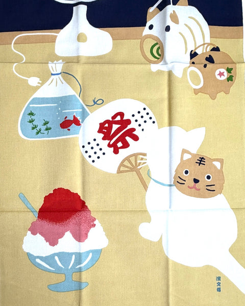 Cool Summer Fireworks Fun Cotton Tenugui Towel from Japan, 100% Cotton 13" x 34"
