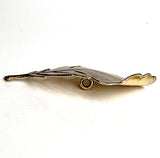 Re-Stocked, Feather Button, Large, Silver and Gold Metal with Shank 1.75" x .75"  #SC-1342