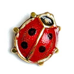 Ladybug Tiny Metal Handpainted Artisan Button 5/16" by Susan Clarke #SC-107