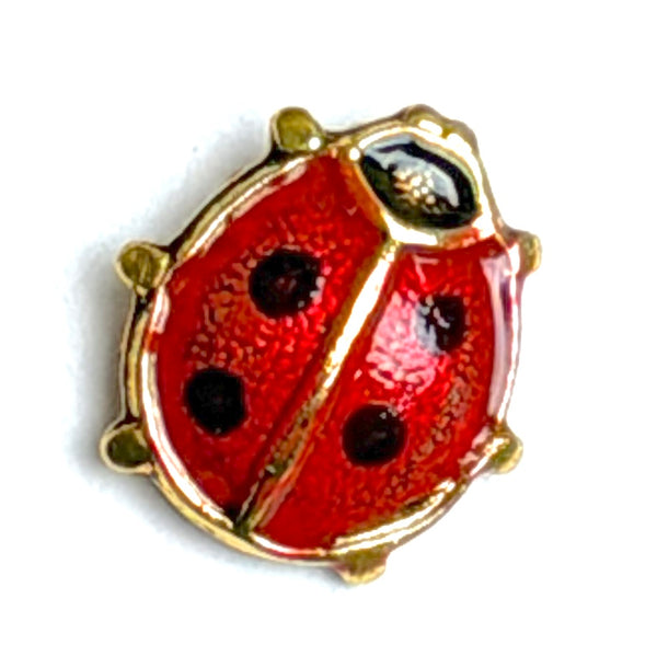 Ladybug Tiny Metal Handpainted Artisan Button 5/16" by Susan Clarke #SC-107
