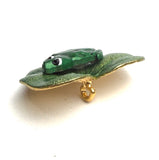 Re-Stocked, Frog on Lilypad Enamel Button by Susan Clarke Designs 1" #SC-100