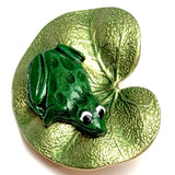 Re-Stocked, Frog on Lilypad Enamel Button by Susan Clarke Designs 1" #SC-100