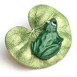 Re-Stocked, Frog on Lilypad Enamel Button by Susan Clarke Designs 1" #SC-100