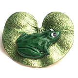 Re-Stocked, Frog on Lilypad Enamel Button by Susan Clarke Designs 1" #SC-100