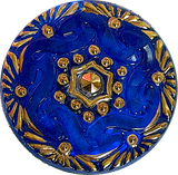 Re-Stocked, Cobalt Blue Handpainted Czech Lacy Glass Button, 1-1/8", Susan Clarke #SC-1519A
