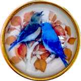 Re-Stocked Bluebirds 1-1/2" with Gold Bezel, Artisan Crystal Button, by Susan Clarke #1174-G
