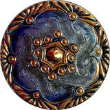 Gray-Blue with Gold, Handpainted Czech Lacy Glass Button, 1-1/16", Susan Clarke USA #SC-1519N