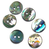 SEVEN Abalone 7/16" Vivid Greens/Blues Buttons 11mm. Pack of 7   #SK-2257