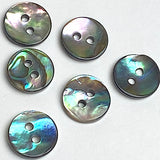 SEVEN Abalone 7/16" Vivid Greens/Blues Buttons 11mm. Pack of 7   #SK-2257