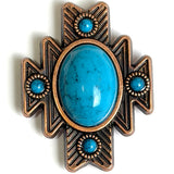 Re-Stocked, Copper/Blue Turquoise Aztec Star Screw Back Concho 1.5"  #SWH-123