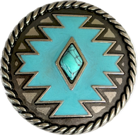 Blanket Diamond Silver/Faux Turquoise Large Screw-Back Concho 1.5"  #SWH-151