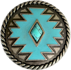 Blanket Diamond Silver/Faux Turquoise Large Screw-Back Concho 1.5"  #SWH-151