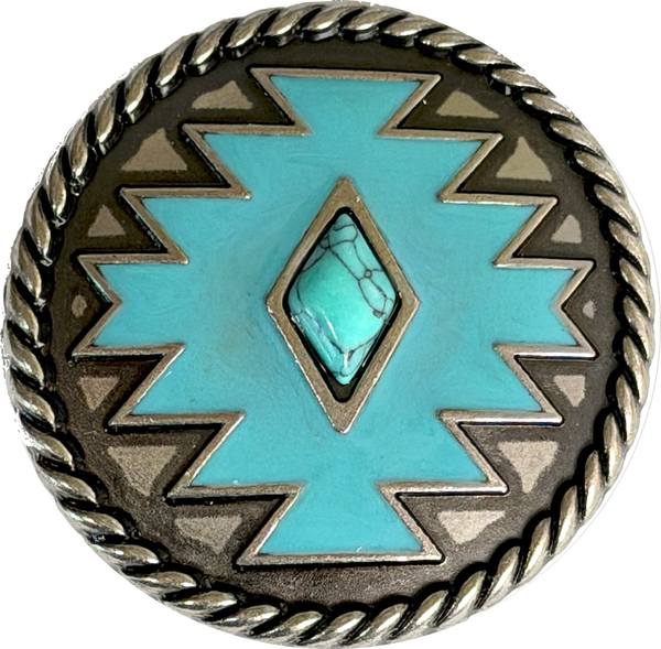 Blanket Diamond Silver/Faux Turquoise Large Screw-Back Concho 1.5"  #SWH-151