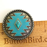 Blanket Diamond Silver/Faux Turquoise Large Screw-Back Concho 1.5"  #SWH-151