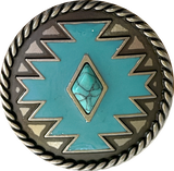Blanket Diamond Silver/Faux Turquoise Large Screw-Back Concho 1.5"  #SWH-151