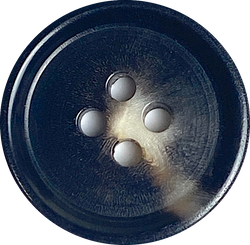 Re-Stocked, Black/Brown/Cream 4-hole Rimmed Natural Horn Button 7/8"  #SK-0092