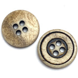 Two-Sided Bone Button, 11/16" 4 Hole, Carved Ivory / Antique Black 18mm Per Button #SK-113