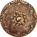 Re-Stocked, Brown/Gold Handpainted Czech Glass Button by Susan Clarke 1-1/8" #SC1519-O