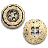 Two-Sided Bone Button, 11/16" 4 Hole, Carved Ivory / Antique Black 18mm Per Button #SK-113