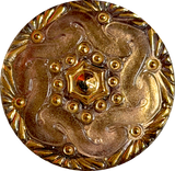 Re-Stocked, Brown/Gold Handpainted Czech Glass Button by Susan Clarke 1-1/8" #SC1519-O