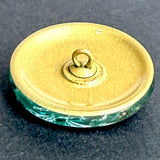 Bright Peacock Hand-Painted Czech Glass Button by Susan Clarke 1-1/8" #SC1519-PK