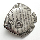 SALE, Fish Button, Pewter 7/8" Danforth USA, 23mm Shank Back # FJ-93
