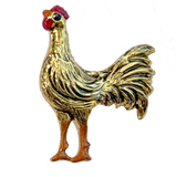Chicken, Tiny Shiny Gold Metal Button 1/2" by Susan Clarke, USA.  #SC-145