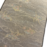 Earth Tones Currents and Flowers Handwoven Certified Oshima Tsumugi Vintage Kimono Silk From Japan By the Yard #282