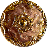 Re-Stocked, Brown/Gold Handpainted Czech Glass Button by Susan Clarke 1-1/8" #SC-1519-O