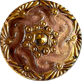 Re-Stocked, Brown/Gold Handpainted Czech Glass Button by Susan Clarke 1-1/8" #SC-1519-O