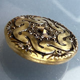 Gold/Bronze Hand-Painted Czech Glass Button by Susan Clarke 1-1/8" #SC-1519-I