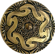 Gold/Bronze Hand-Painted Czech Glass Button by Susan Clarke 1-1/8" #SC-1519-I