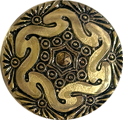 Gold/Bronze Hand-Painted Czech Glass Button by Susan Clarke 1-1/8" #SC-1519-I