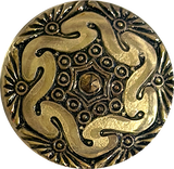 Gold/Bronze Hand-Painted Czech Glass Button by Susan Clarke 1-1/8" #SC-1519-I