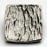 SALE, Bark Texture Square Button, Pewter, 3/4" Danforth USA, 19mm Shank Back # FJ-97