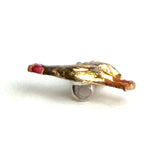Chicken, Tiny Shiny Gold Metal Button 1/2" by Susan Clarke, USA.  #SC-145