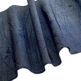 Navy Buds and Blossoms Ikat, Vintage Kimono Silk from Japan By the Yard  #285