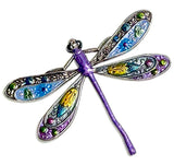 Running Low, Colorful Metal Dragonfly Embellishment Hand-Painted by Susan Clarke, 2", Silver Accents, No Button Hole #SC-998