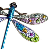 Running Low, Colorful Metal Dragonfly Embellishment Hand-Painted by Susan Clarke, 2", Silver Accents, No Button Hole #SC-998