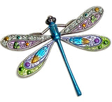 Running Low, Colorful Metal Dragonfly Embellishment Hand-Painted by Susan Clarke, 2", Silver Accents, No Button Hole #SC-998