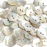 Re-Stocked, Hexagon Moonrise Mother of Pearl Buttons 1/2" / 9/16", Iridescent, Pack of 48 for $7.00  #LP-09-48