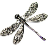 Running Low, Colorful Metal Dragonfly Embellishment Hand-Painted by Susan Clarke, 2", Silver Accents, No Button Hole #SC-998