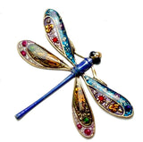 Colorful Metal Dragonfly Embellishment Hand-Painted by Susan Clarke, 2", Gold Accents, Clear Topcoat, No Button Hole,  #SC-944
