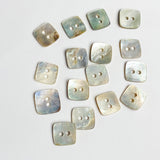 Tiny 3/8"Square Moonrise Rustic Mother of Pearl Craft/Embellishment Buttons 10mm, 2Hole, Iridescent, Pack of 60 for $6.00  #LP-70