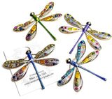 Colorful Metal Dragonfly Embellishment Hand-Painted by Susan Clarke, 2", Gold Accents, Clear Topcoat, No Button Hole,  #SC-944