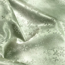 Misty Green Satin with Tiny Flowers Vintage Kimono Silk From Japan By the Yard  #287