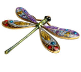 Colorful Metal Dragonfly Embellishment Hand-Painted by Susan Clarke, 2", Gold Accents, Clear Topcoat, No Button Hole,  #SC-944