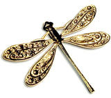 Colorful Metal Dragonfly Embellishment Hand-Painted by Susan Clarke, 2", Gold Accents, Clear Topcoat, No Button Hole,  #SC-944