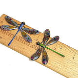 Colorful Metal Dragonfly Embellishment Hand-Painted by Susan Clarke, 2", Gold Accents, Clear Topcoat, No Button Hole,  #SC-944